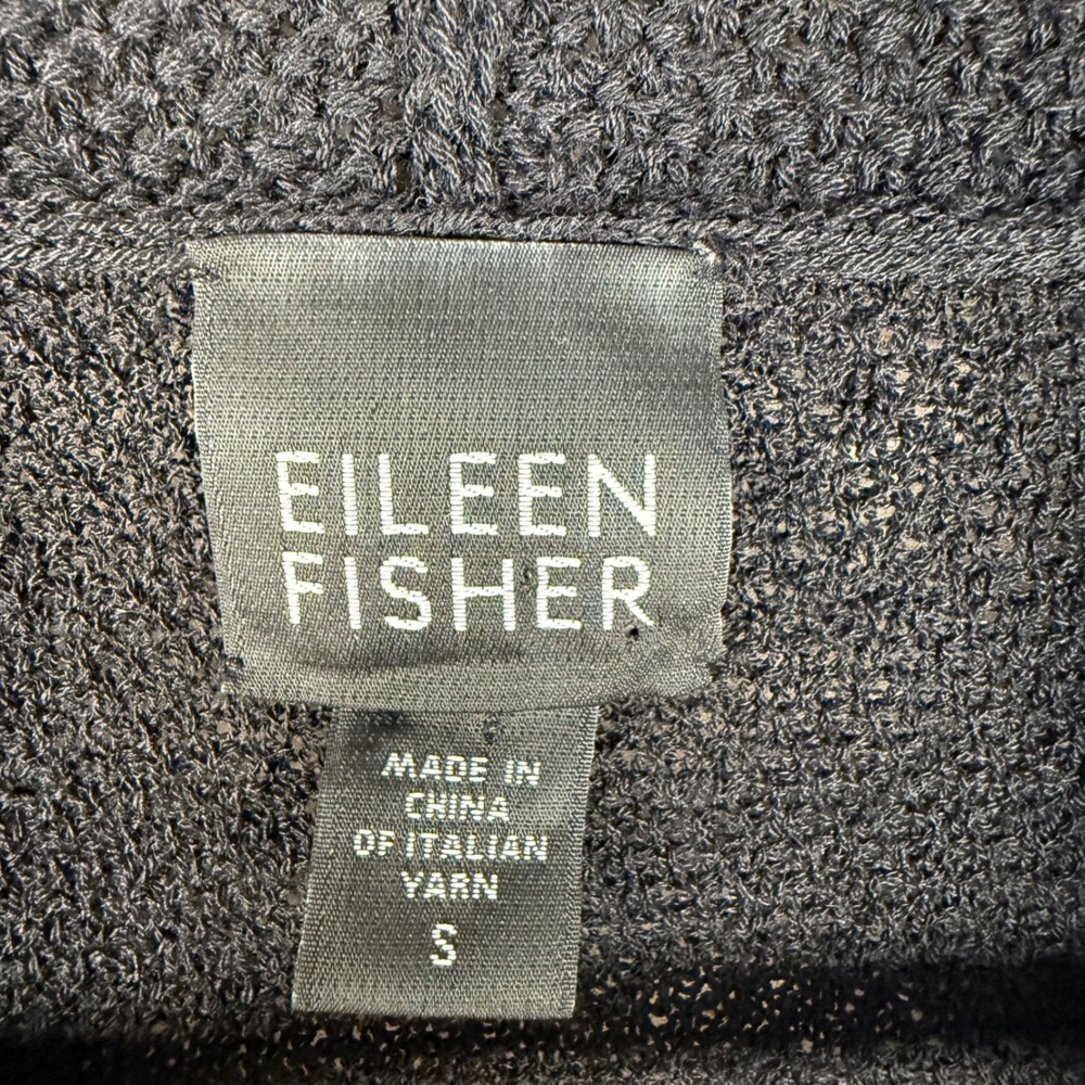 Eileen Fisher Cardigan Womens S Black 100% Wool Italian Yarn Old Money Career - Picture 3 of 9